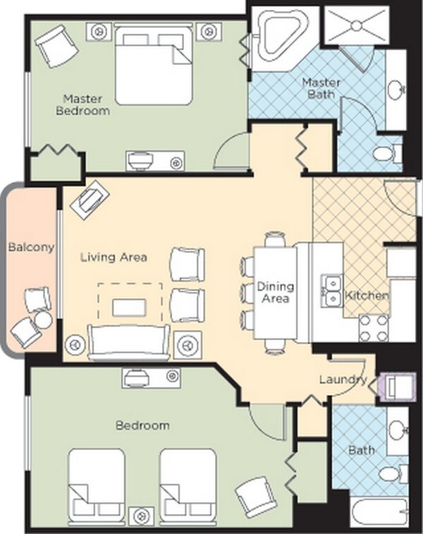 WYNDHAM OCEAN WALK DAYTONA BEACH, 2BR DELUXE 1237 SQ FT SLEEPS 8, 5 NIGHTS 5/2-7