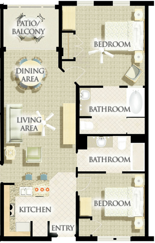 HARBORSIDE RESORT at ATLANTIS, NASSAU, THE BAHAMAS. 2 Bedroom Villa