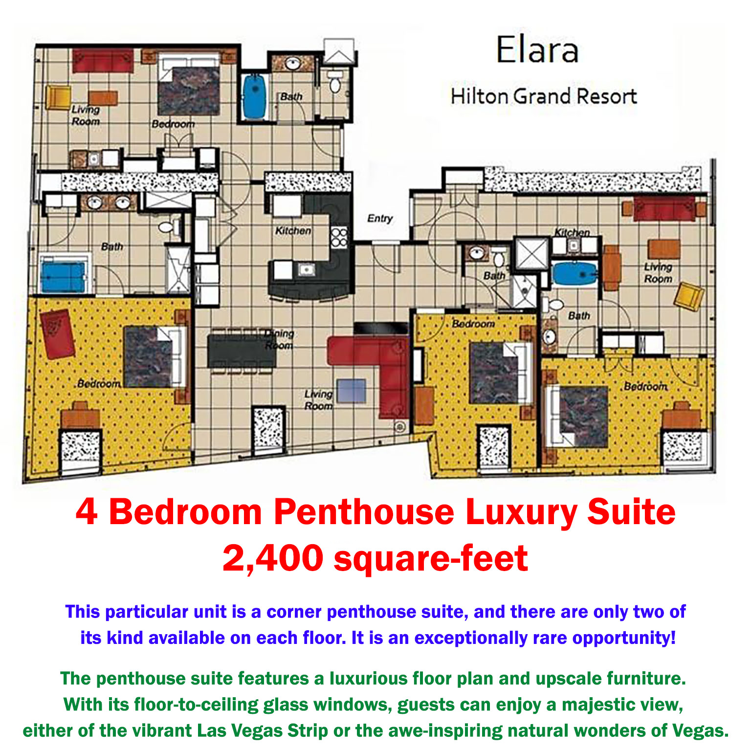 Hilton Elara Las Vegas 4BR PENTHOUSE 4 NIGHT 2024 EDC CES hotel marriott wyndham
