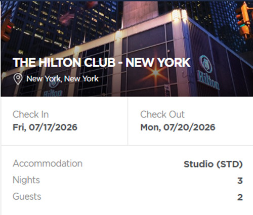 2026 FIFA Championship World Cup Wknd, July 17 – July 20 – Hilton Club NY Studio